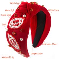 Women's Elegant Luxurious Rugby Heart Shape Knot Cloth Beaded Inlay Glass Drill Pearl Hair Band main image 2