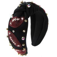 Women's Elegant Luxurious Rugby Heart Shape Knot Cloth Beaded Inlay Glass Drill Pearl Hair Band sku image 4