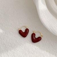 Wholesale Jewelry Vintage Style Heart Shape Alloy Gold Plated Plating Hoop Earrings sku image 4