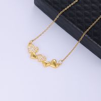 Wholesale Elegant Heart Shape 304 Stainless Steel Plating Inlay 18K Gold Plated Zircon Pendant Necklace main image 6