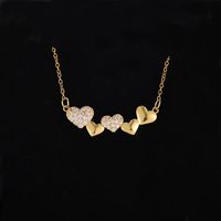 Wholesale Elegant Heart Shape 304 Stainless Steel Plating Inlay 18K Gold Plated Zircon Pendant Necklace sku image 1