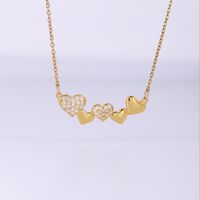 Wholesale Elegant Heart Shape 304 Stainless Steel Plating Inlay 18K Gold Plated Zircon Pendant Necklace main image 1