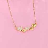 Wholesale Elegant Heart Shape 304 Stainless Steel Plating Inlay 18K Gold Plated Zircon Pendant Necklace main image 4