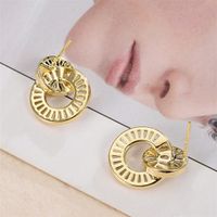 1 Pair Roman Style Shiny Circle Plating Inlay Copper Shell Zircon Ear Studs main image 5