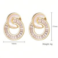1 Pair Roman Style Shiny Circle Plating Inlay Copper Shell Zircon Ear Studs sku image 1