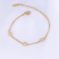 Stainless Steel Pendant Copper 304 Stainless Steel Chain 18K Gold Plated Elegant Plating Inlay Oval Water Droplets Rectangle Zircon Bracelets main image 10