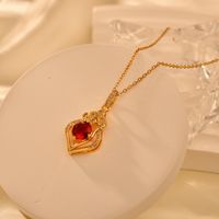 Copper Vintage Style Luxurious Classic Style Geometric Inlay Zircon Pendant Necklace main image 4