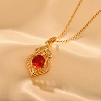 Copper Vintage Style Luxurious Classic Style Geometric Inlay Zircon Pendant Necklace main image 9