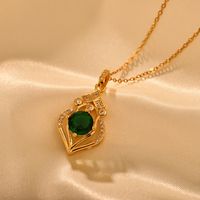 Copper Vintage Style Luxurious Classic Style Geometric Inlay Zircon Pendant Necklace main image 8