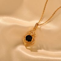 Copper Vintage Style Luxurious Classic Style Geometric Inlay Zircon Pendant Necklace main image 7