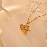 Titanium Steel Copper IG Style Simple Style Shiny Bird Inlay Zircon Pendant Necklace sku image 3