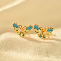 1 Pair Elegant Butterfly Copper Ear Studs sku image 3
