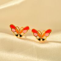 1 Pair Elegant Butterfly Copper Ear Studs sku image 1