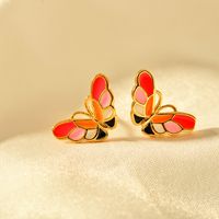 1 Pair Elegant Butterfly Copper Ear Studs main image 6