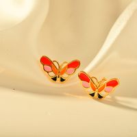 1 Pair Elegant Butterfly Copper Ear Studs main image 7