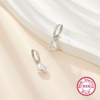1 Pair Elegant Simple Style Geometric Plating Inlay Sterling Silver Artificial Pearls Rhinestones Drop Earrings main image 4
