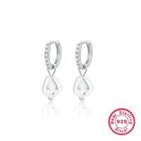 1 Pair Elegant Simple Style Geometric Plating Inlay Sterling Silver Artificial Pearls Rhinestones Drop Earrings sku image 2