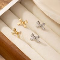 1 Paire Style IG Mignon Sucré Noeud D'Arc Placage Alliage Boucles D'Oreilles main image 4