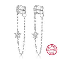 1 Pair Glam Simple Style Star Moon Tassel Plating Inlay Sterling Silver Zircon Drop Earrings sku image 2
