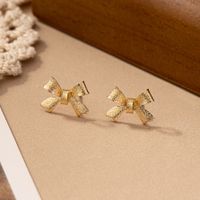 1 Paire Style IG Mignon Sucré Noeud D'Arc Placage Alliage Boucles D'Oreilles sku image 1