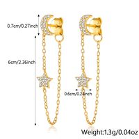 1 Pair Glam Simple Style Star Moon Tassel Plating Inlay Sterling Silver Zircon Drop Earrings main image 2