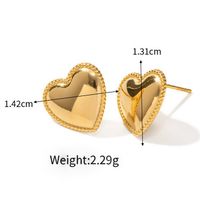 1 Pair Original Design Heart Shape Stainless Steel Ear Studs sku image 3