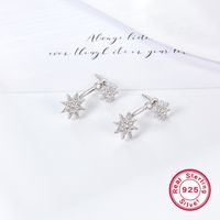 1 Pair Glam Simple Style Star Plating Inlay Sterling Silver Zircon Drop Earrings main image 1