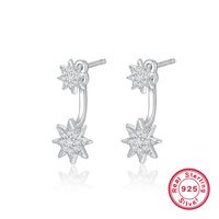 1 Pair Glam Simple Style Star Plating Inlay Sterling Silver Zircon Drop Earrings sku image 1
