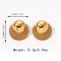 1 Pair IG Style Retro Round Plating 304 Stainless Steel Gold Plated Ear Studs main image 2