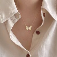 Sterling Silver Elegant Butterfly Pendant Necklace sku image 1