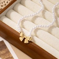 Simple Style Bow Knot Alloy Plastic Beaded Plating Women's Necklace main image 4