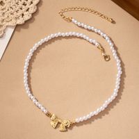 Simple Style Bow Knot Alloy Plastic Beaded Plating Women's Necklace main image 5