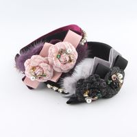 Women's Elegant Fashion Flower Cloth Inlay Artificial Pearls Rhinestones Hair Band main image 1