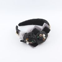 Women's Elegant Fashion Flower Cloth Inlay Artificial Pearls Rhinestones Hair Band sku image 1
