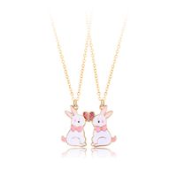 Süß Einfacher Stil Kaninchen Herzform Legierung Emaille Ostern Kinder Halskette Mit Anhänger sku image 1