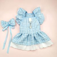 Cute Polyester Plaid Bow Knot Pet Clothing sku image 1