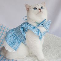 Cute Polyester Plaid Bow Knot Pet Clothing main image 4