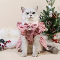 Süß Polyester Plaid Bogenknoten Kleidung Für Haustiere sku image 7