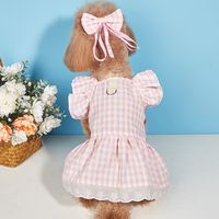 Sweet Cotton Plaid Bow Knot Pet Clothing sku image 2