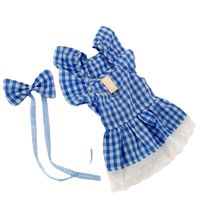 Sweet Polyester Cotton Lattice Bow Knot Pet Clothing sku image 15