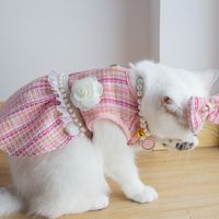 Süß Polyester Plaid Bogenknoten Kleidung Für Haustiere main image 3