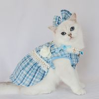 Cute Polyester Plaid Bow Knot Pet Clothing main image 4