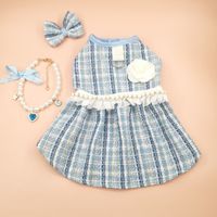 Cute Polyester Plaid Bow Knot Pet Clothing sku image 16