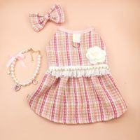 Cute Polyester Plaid Bow Knot Pet Clothing sku image 22