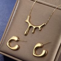 304 Stainless Steel 18K Gold Plated XUPING Simple Style Plating Solid Color Earrings Necklace main image 1