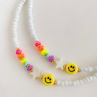 1 Piece Sweet Star Smiley Face Arylic Glass Copper Beaded Knitting Women's Necklace main image 5