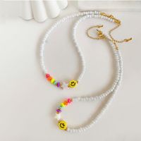 1 Piece Sweet Star Smiley Face Arylic Glass Copper Beaded Knitting Women's Necklace main image 1