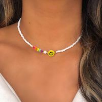 1 Piece Sweet Star Smiley Face Arylic Glass Copper Beaded Knitting Women's Necklace main image 3