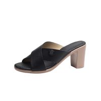 Women's Casual Vintage Style Color Block Round Toe Fashion Sandals sku image 4