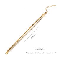Wholesale Jewelry Solid Color Commute Geometric Stainless Steel Rhinestones 18K Gold Plated Layered Plating Inlay Bracelets sku image 4